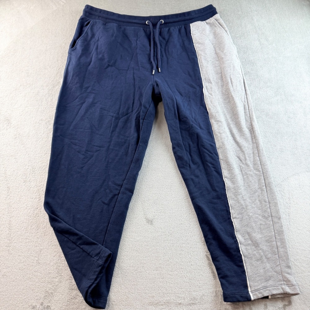 ASOS Men's 2XL Colorblock Sweatpants Navy Blue Grey Drawstring Joggers F100122